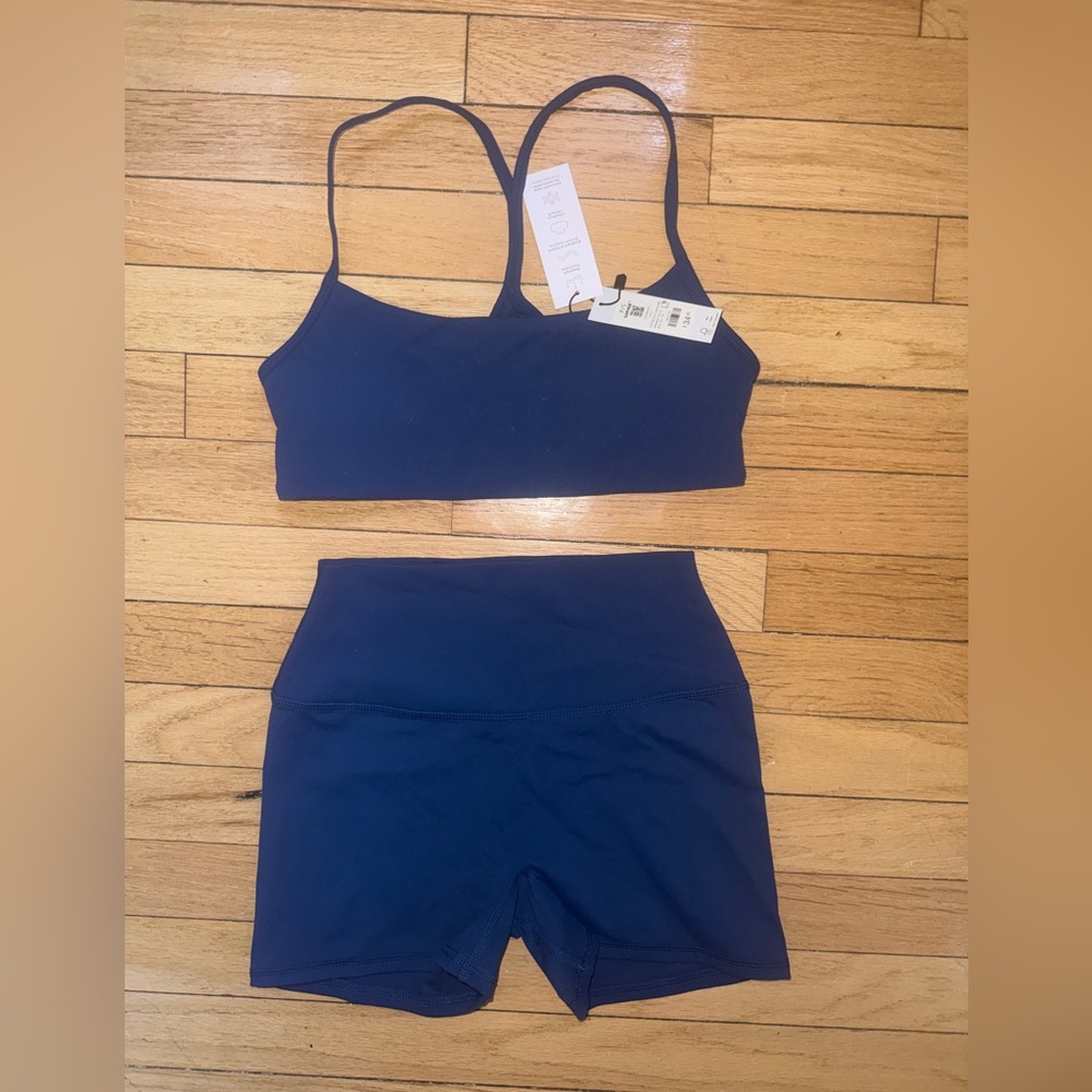 Garage Navy Sports Bra and Shorts Set